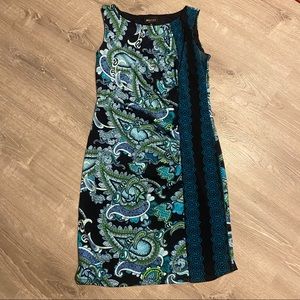 Ronni Nicole green & black paisley stretchy dress